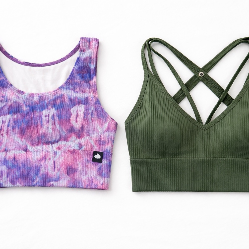 Booty by Brabants Tie-Dye and Olive Crop Tops